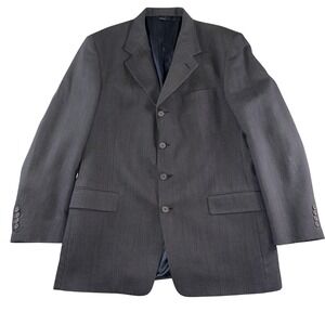 Perry Ellis Suit Jacket Mens Large Gray Herringbone 4 Button Notch Lapel USA